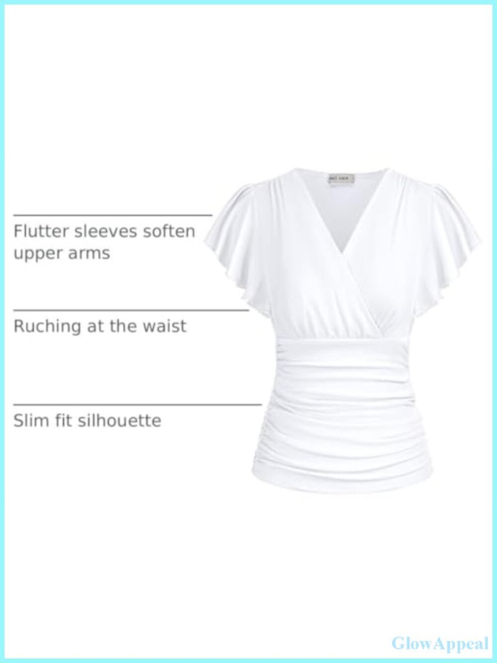 Women's Ruffle Sleeve Wrap Blouse Ruched Slimming Top - Picture 3 of 6